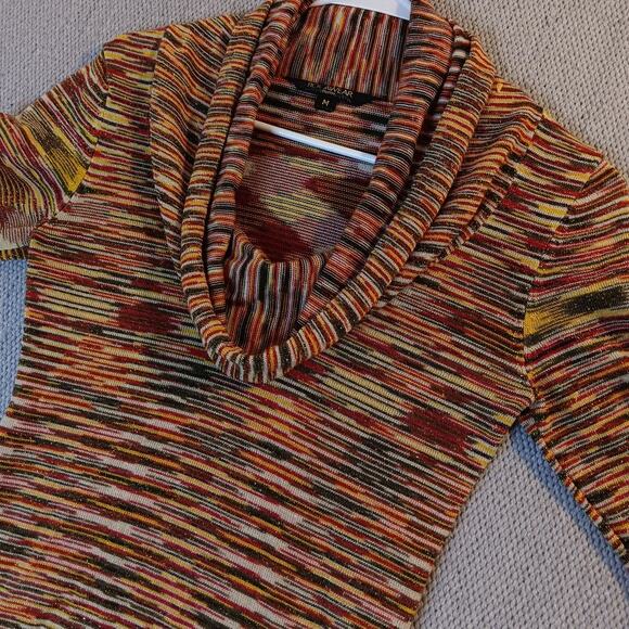 Rocawear Off The Shoulder Knit Top Medium Multicolor Striped Stretch Shawl Neck - Picture 5 of 16